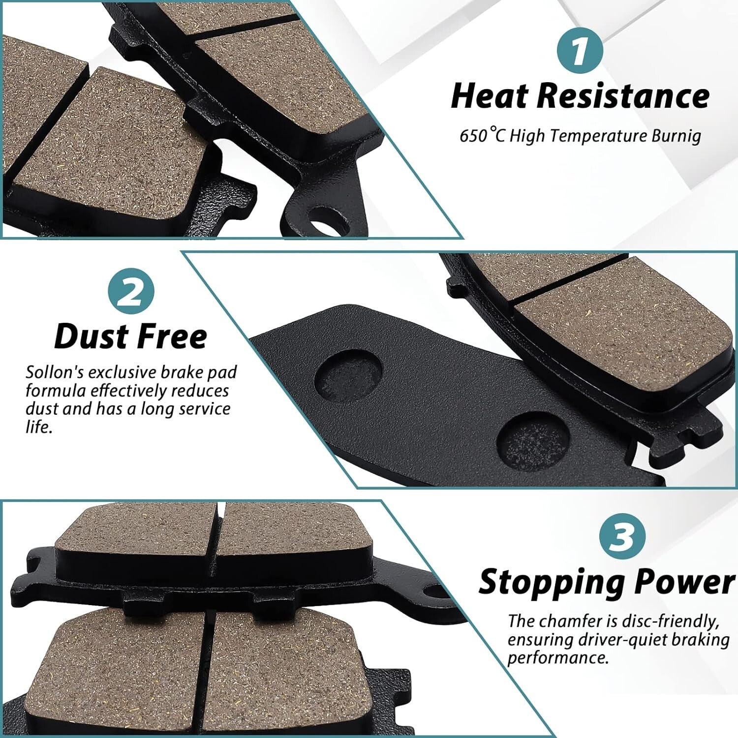 Brake Pads for Kawasaki 650 Z650 ER 650 2017-2020 Z750 2007-11 KLE650 650