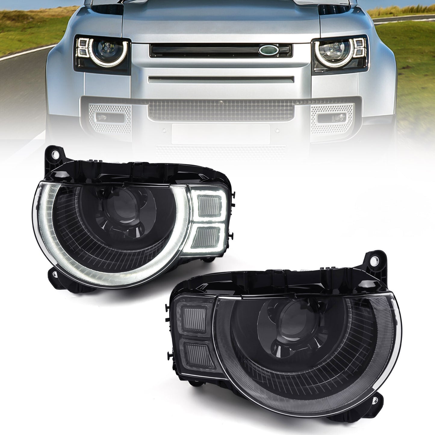 Pair LED Matrix Headlights for Land Rover for Defender 2020 2021 2022 Headlamp LHRH