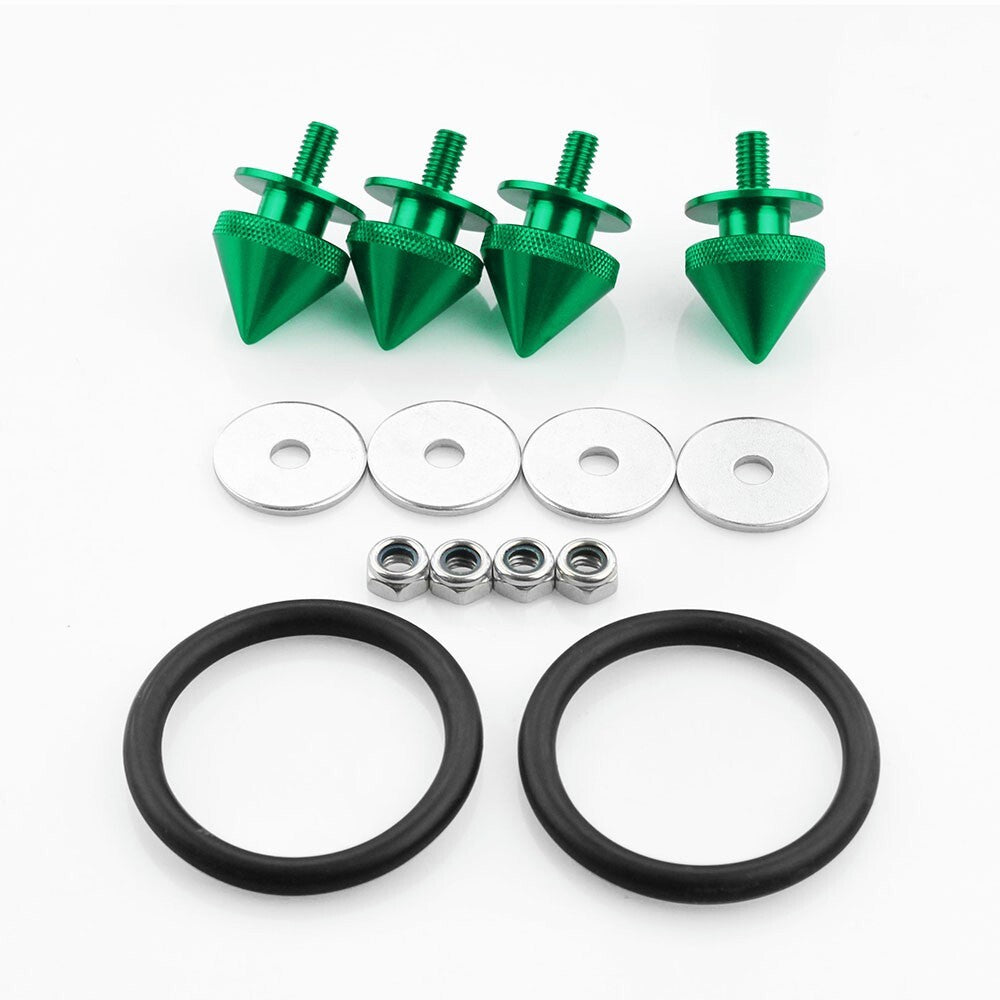 Green Front Bumper Hatch Lids Quick Release Fasteners Nuts 4Pcs Car Truck Spike