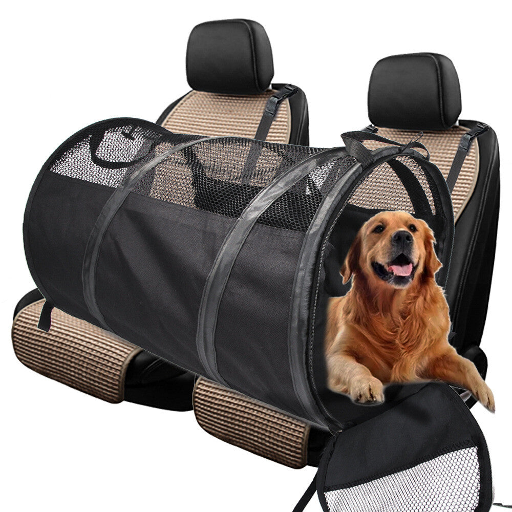 Black Pet Mesh Carrier,Car Back for Seat Cylindrical Carrier for Cats Dogs