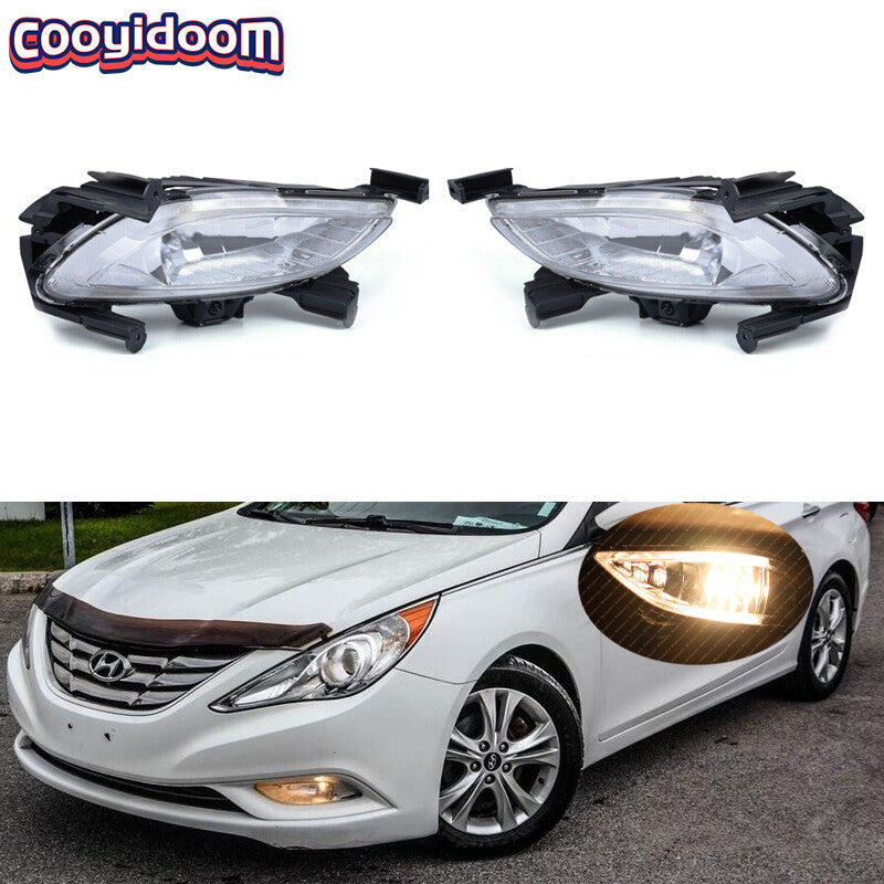 Suitable for 2011-13 for Hyundai Sonata front bumper fog lights and driving lights with clear Lens LHRH