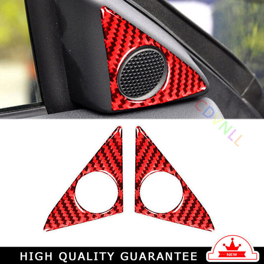 A Post Speaker Frame Cover Trim Fit for Nissan GTR R35 09-16 Red Carbon Fiber
