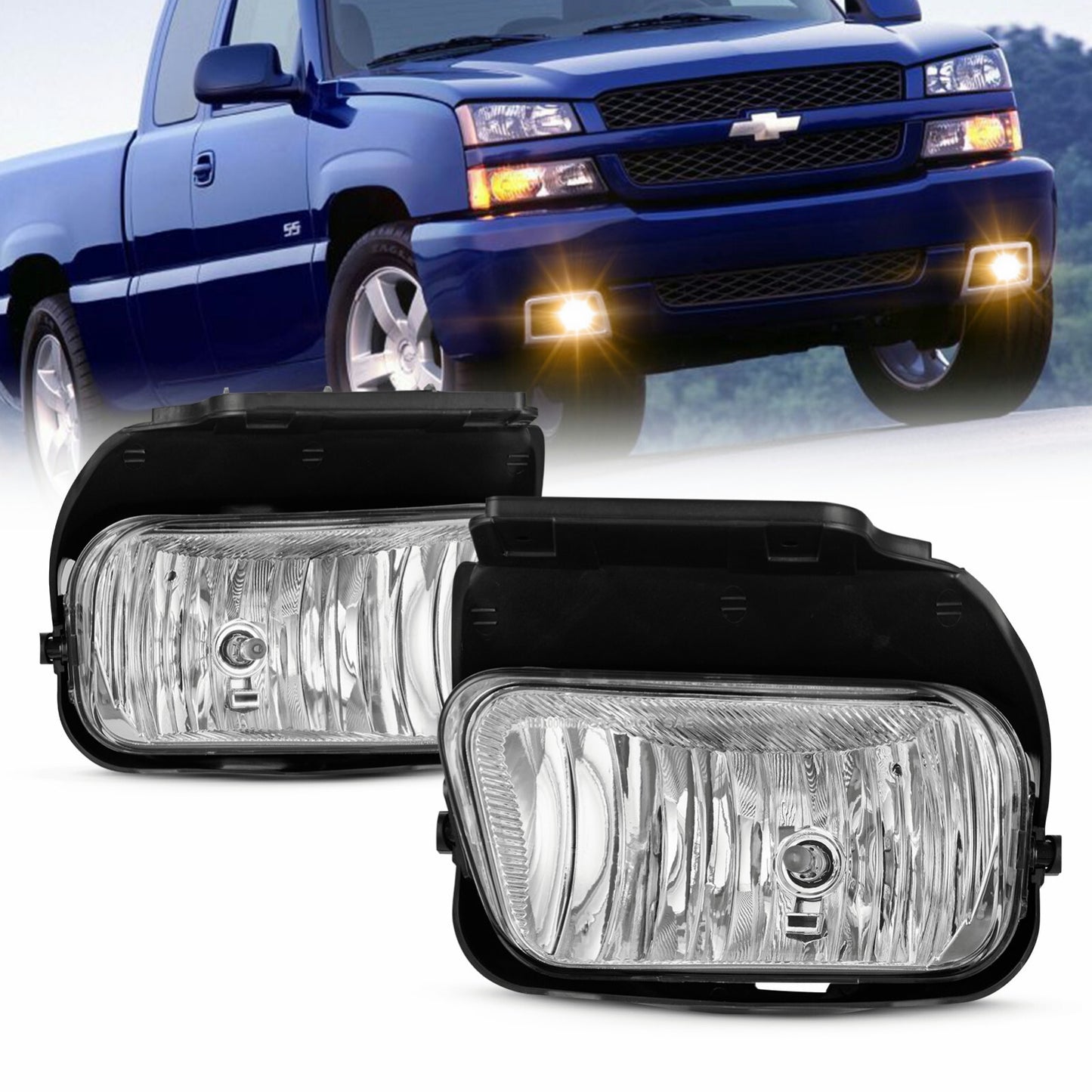 Suitable for 2002-2006 for Chevrolet Avalanche front bumper fog lights (left + right -).