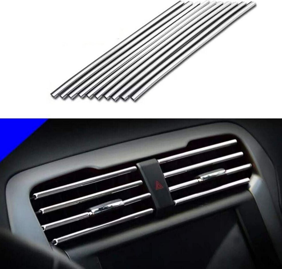 10-Piece Car Air Conditioner Socket Decorative Molded Strips in Silver, Suitable for VW