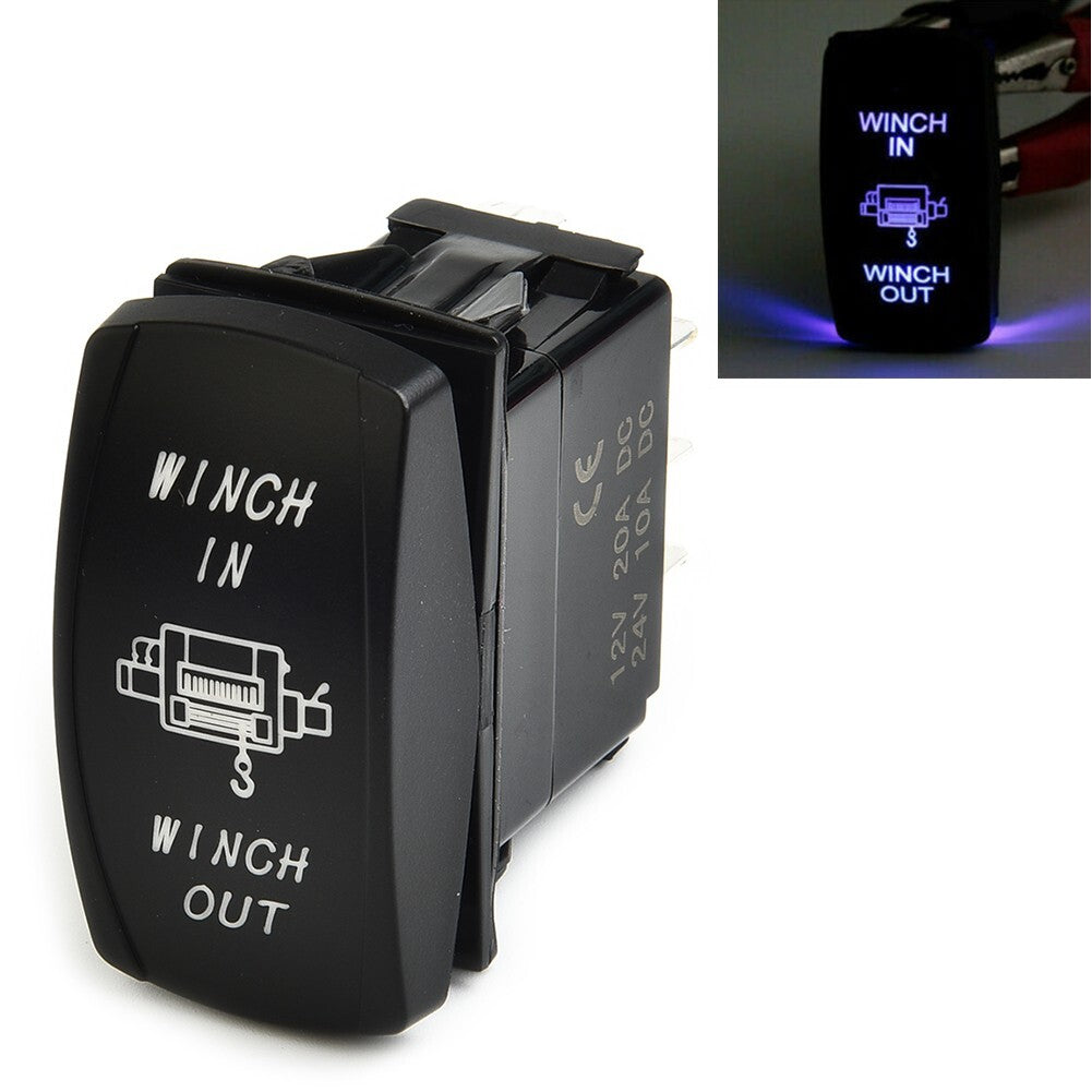 1 Winch In Out Switch with Blue LED 7-Pin Momentary Switch, Easy to Connect