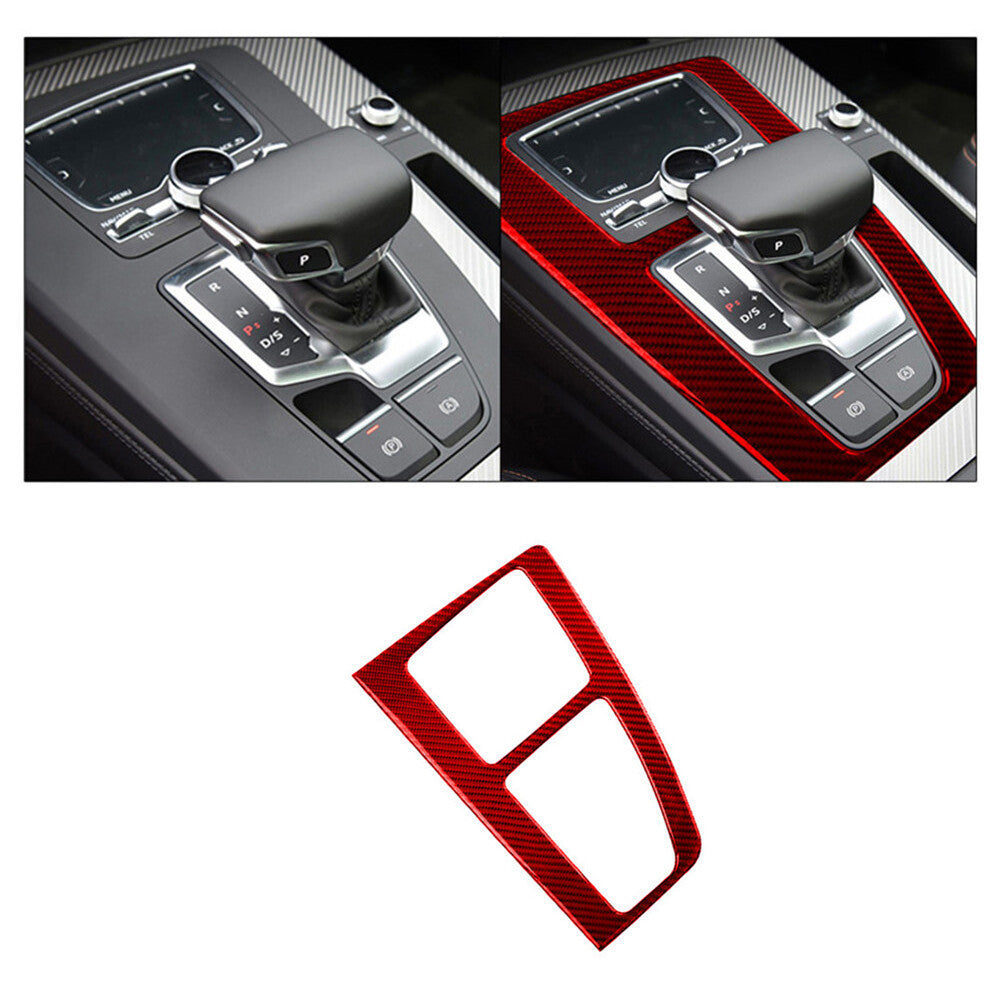 for Audi Q5 2018-2021 Red Carbon Fiber Interior Gear Shift Panel Cover Trim