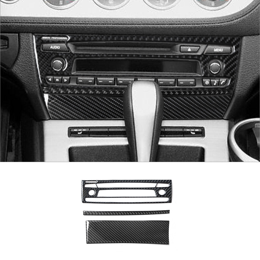 3Pcs Carbon Fiber Interior Radio Console Cover Trim for BMW Z4 E89 2009-2016