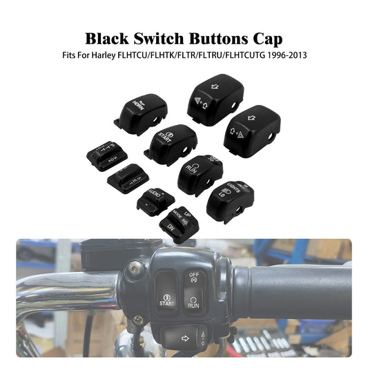 10x Black Replacement Switch Button Cap for Harley Touring Softail Dyna 96-13