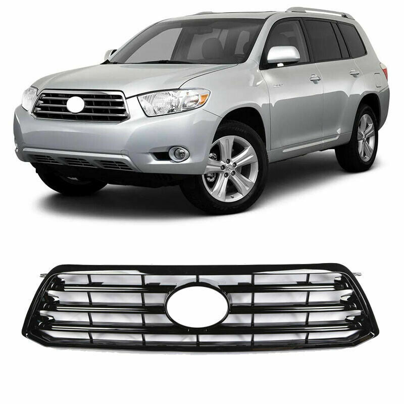 Glossy Black Front Bumper Grille Grill Replacement For Highlander 2008 2009 2010