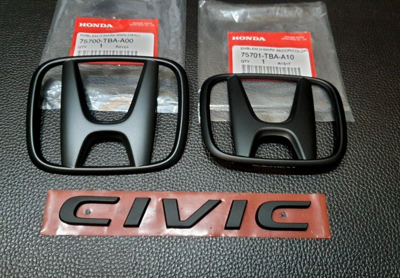 NEW for H+CIVIC FC FK MATT BLACK LOGO EMBLEM BADGE for HONDA for CIVIC FC FK 2015-21