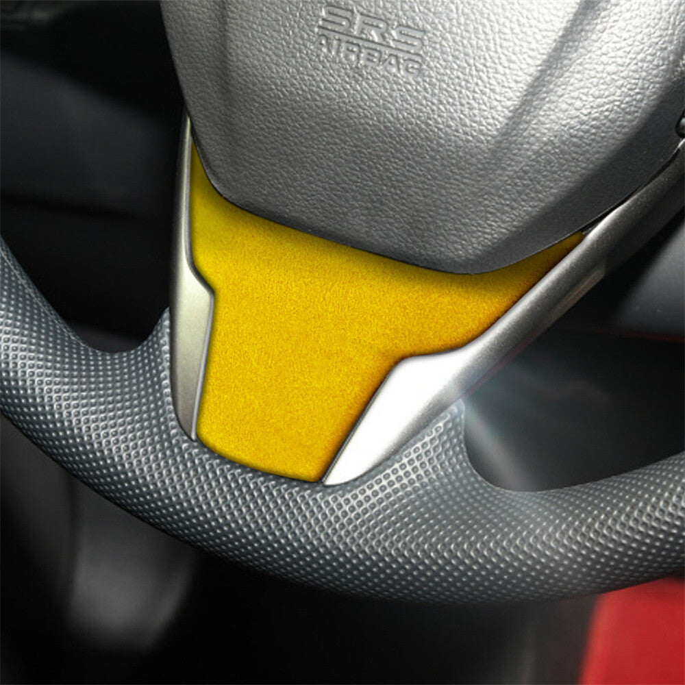 Suede Yellow Steering Wheel Lower Chin Panel Cover Fit for Honda for Civic 2016-2021