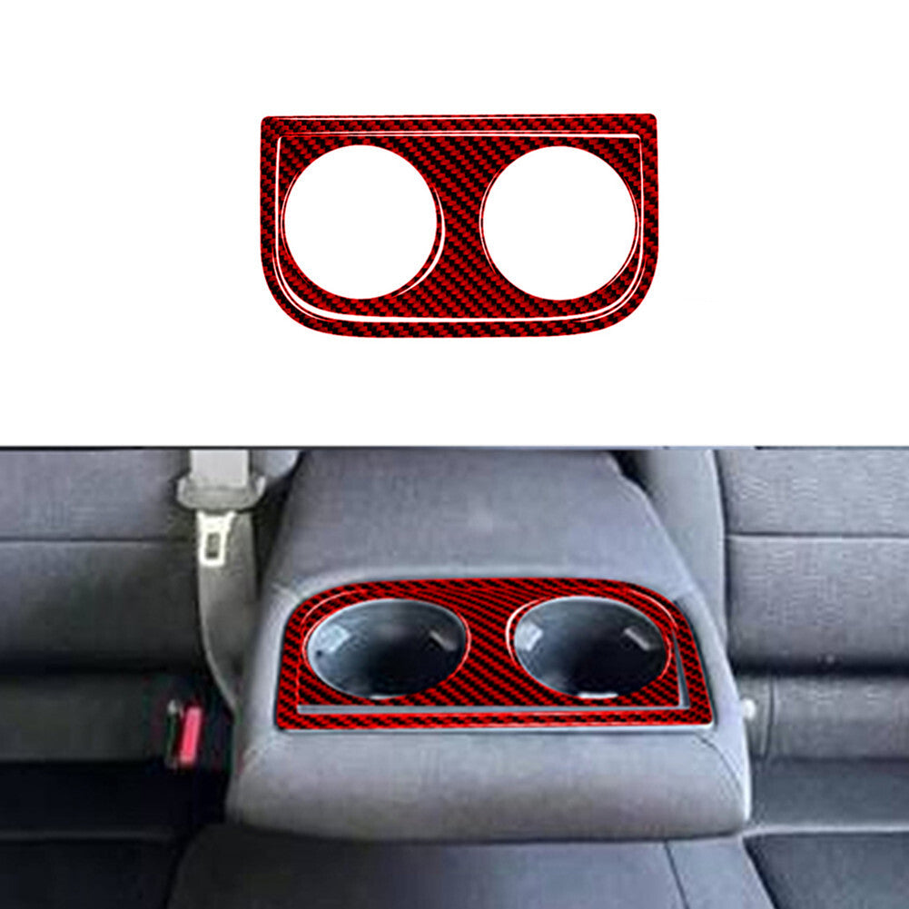 Red Carbon Fiber Rear Cup Holder Cover Trim for Subaru Outback Legacy 2015-2017