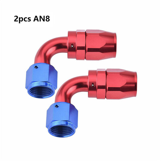 2pcs 8AN AN8 90 Degree Swivel Hose End Fitting Adapter for Braided CPE Fuel Line