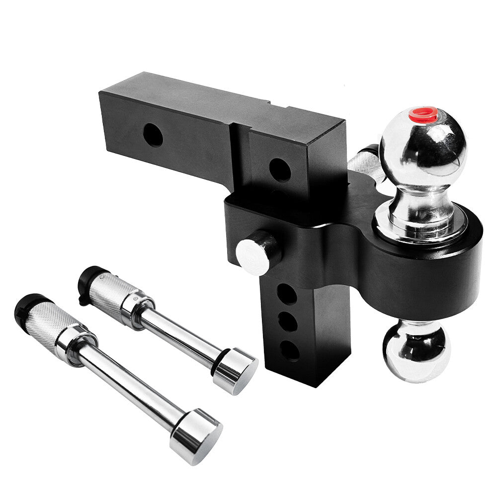 2 Receiver 6 Drop/Rise Adjustable Trailer Tow Hitch Dual Ball W/Lock 20000lb