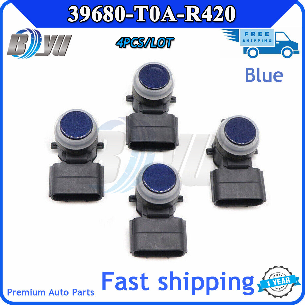 4x 39680-T0A-R420 Blue PDC Right Bumper Parking Sensor for 2016-18 for Honda Accord