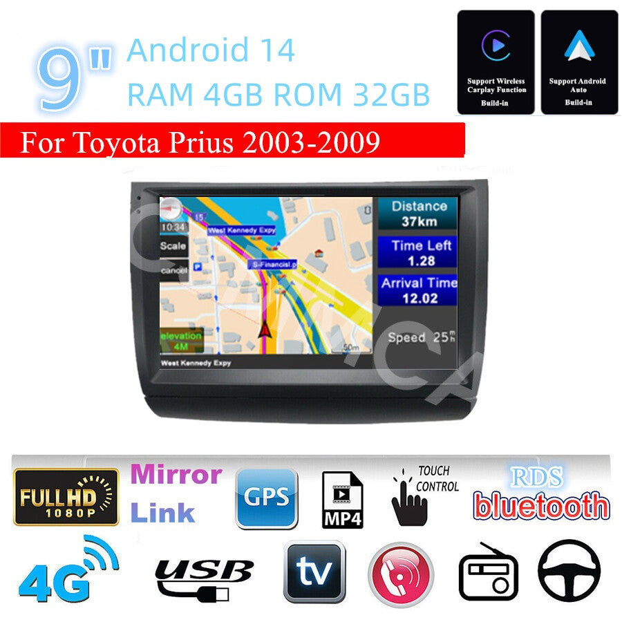 9'' 4+32GB Car Stereo Radio GPS Navi for Toyota Prius 2010-2015 GPS For CarPlay