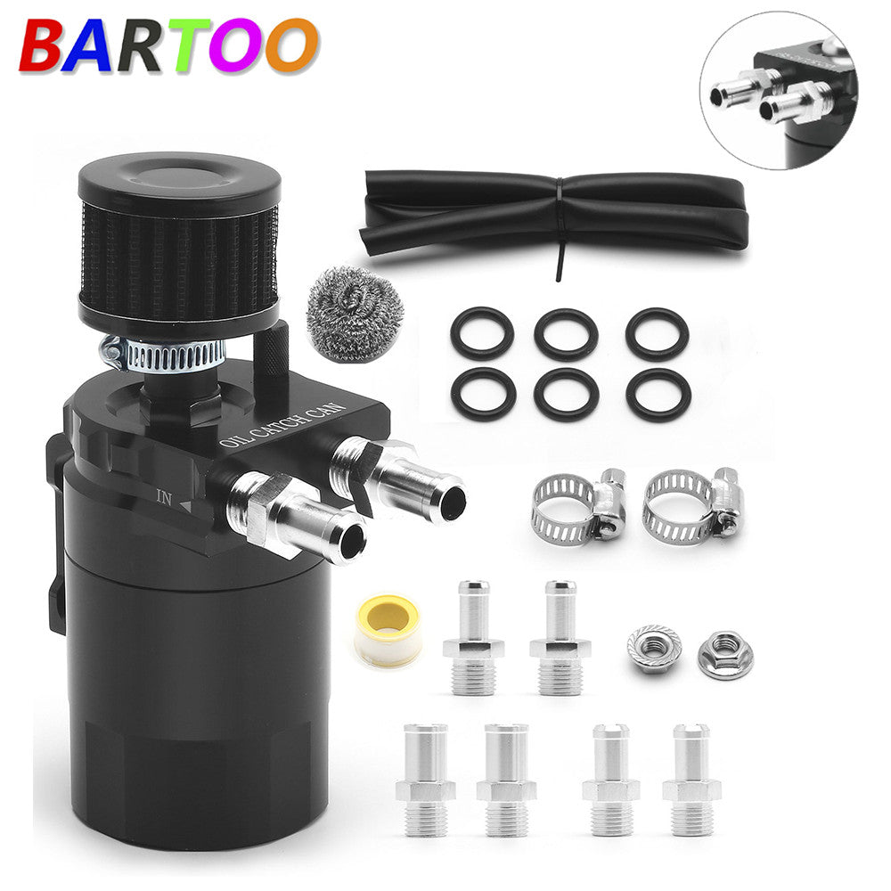 300ML Oil Catch Can Kit Universal Black Breather Baffled Aluminum Reservoir Tank