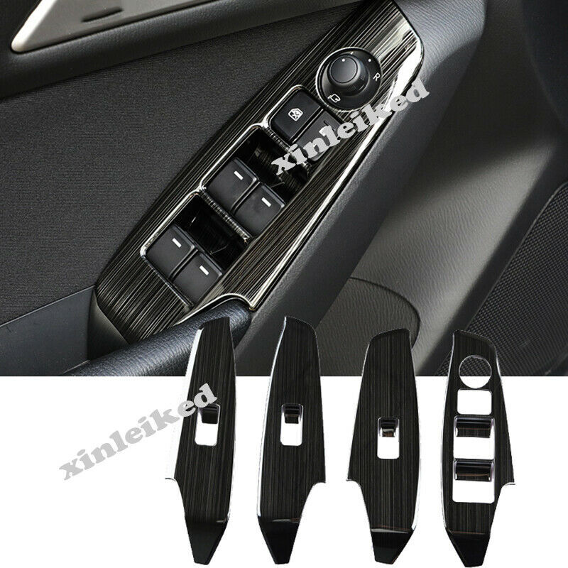 Black Stainless Window Lift Switch Decor Cover Trims for Mazda 3 Axela 2017-2018