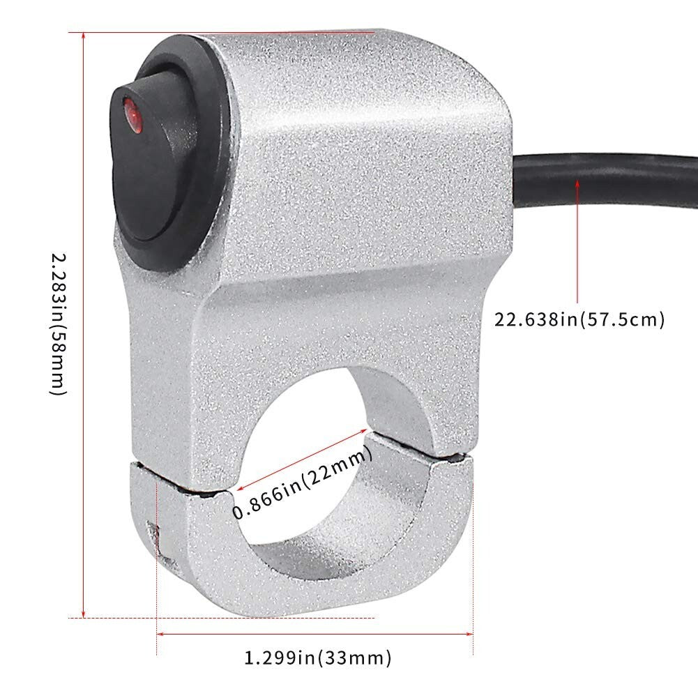 Motorcycle Headlight Brake Fog Light Handlebar Switch ON-OFF Button 12V 22cm