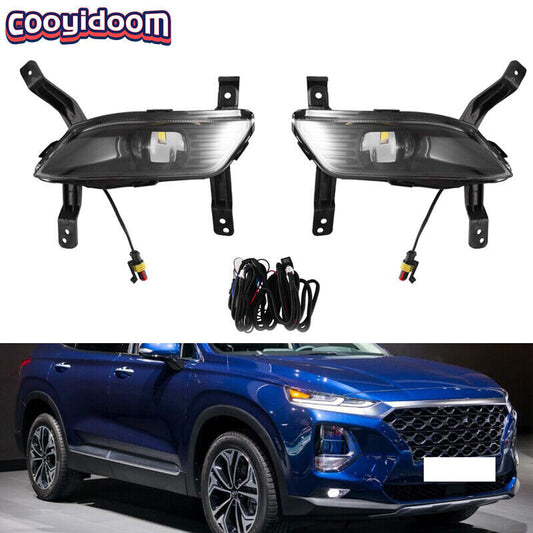 For 2019-20 for Hyundai Santa Fe LED Front Fog Light With Bulbs Harness Switch Pair