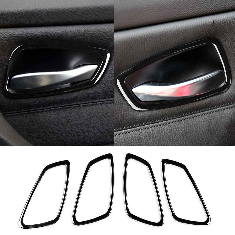 Black Interior Door Handle Bowl Ring Trim for BMW 3 Series E90 E92 E93 2005-2012