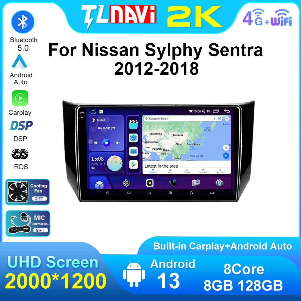 Car Radio Multimedia Player for Nissan Sylphy B17 Sentra 2012-2018 Stereo GPS