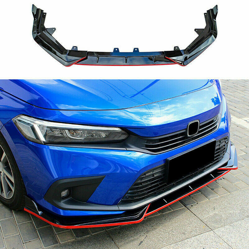 for Honda for Civic Sedan 2022-2023 BlackRed Front Bumper Lip Splitter Spoiler Lip