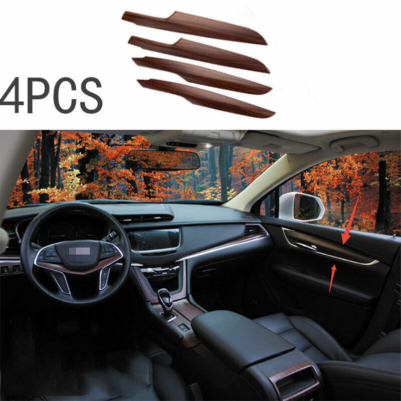 Fit for Cadillac XT5 2017-24 ABS Peach Wood Grain Inner Door Panel Strip Trim 4P