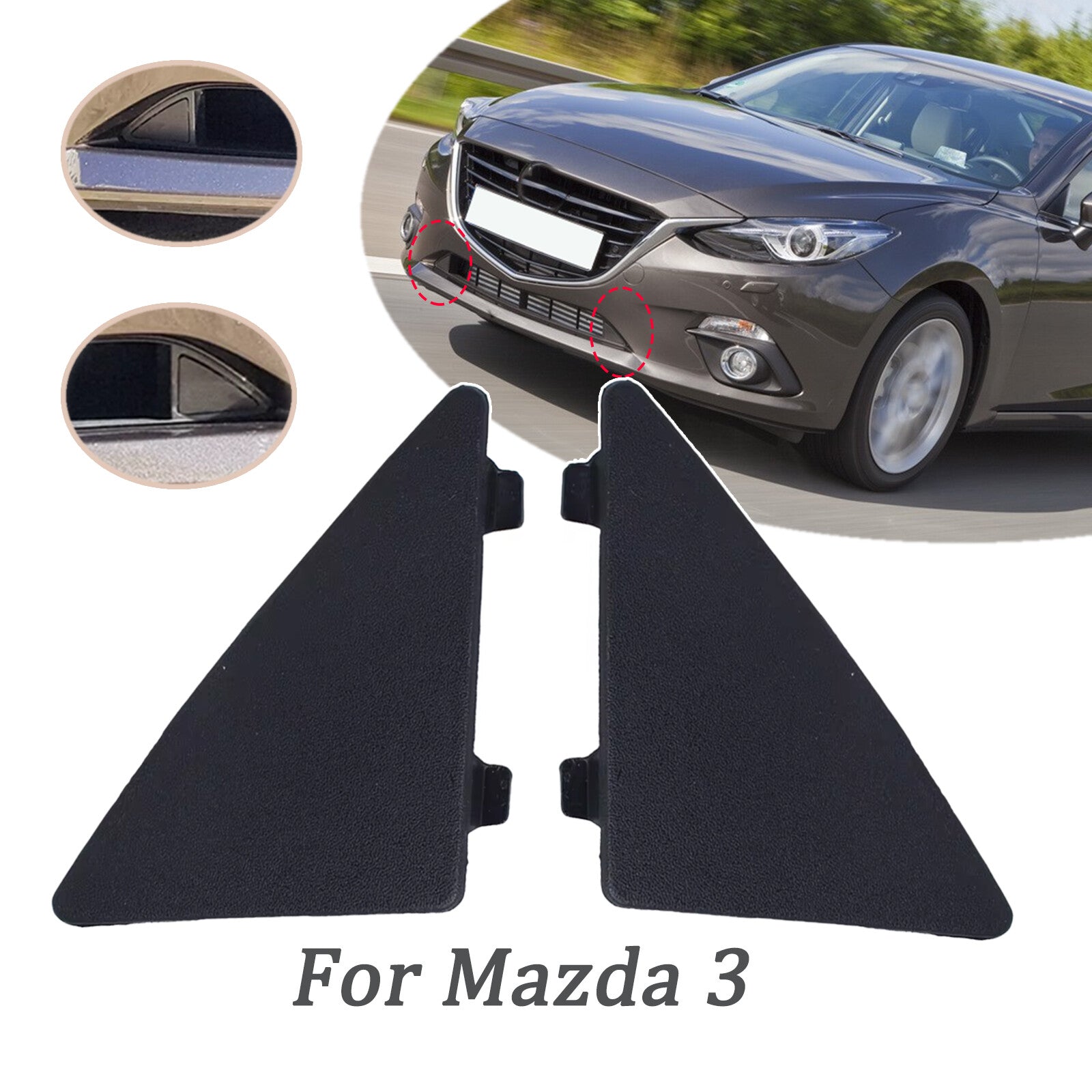 2X for Mazda 3 Axela Front Bumper Triangle Cover Left Right Trim Cap Repair Kit