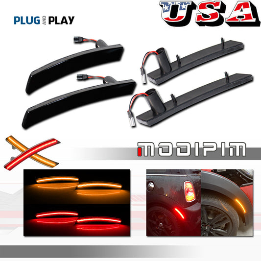 Front amber, rear red LED side marker lights for 2002-2008 for Mini Cooper R50 R52 R53