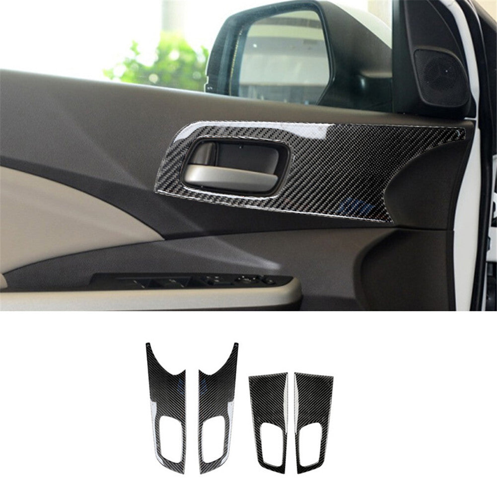 4Pcs Carbon Fiber Side Door Handle Cover Trim for Honda CRV CR-V 2012-2014