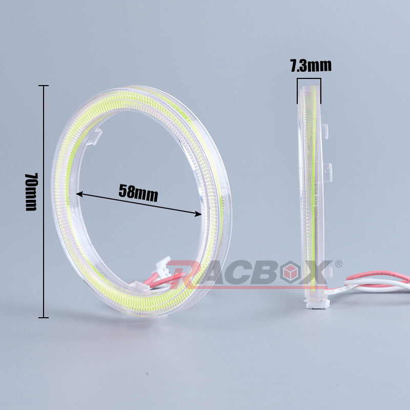 2pcs 70mm DRL COB LED Angel Eyes Halo Ring Car Headlight Headlamp White Retrofit