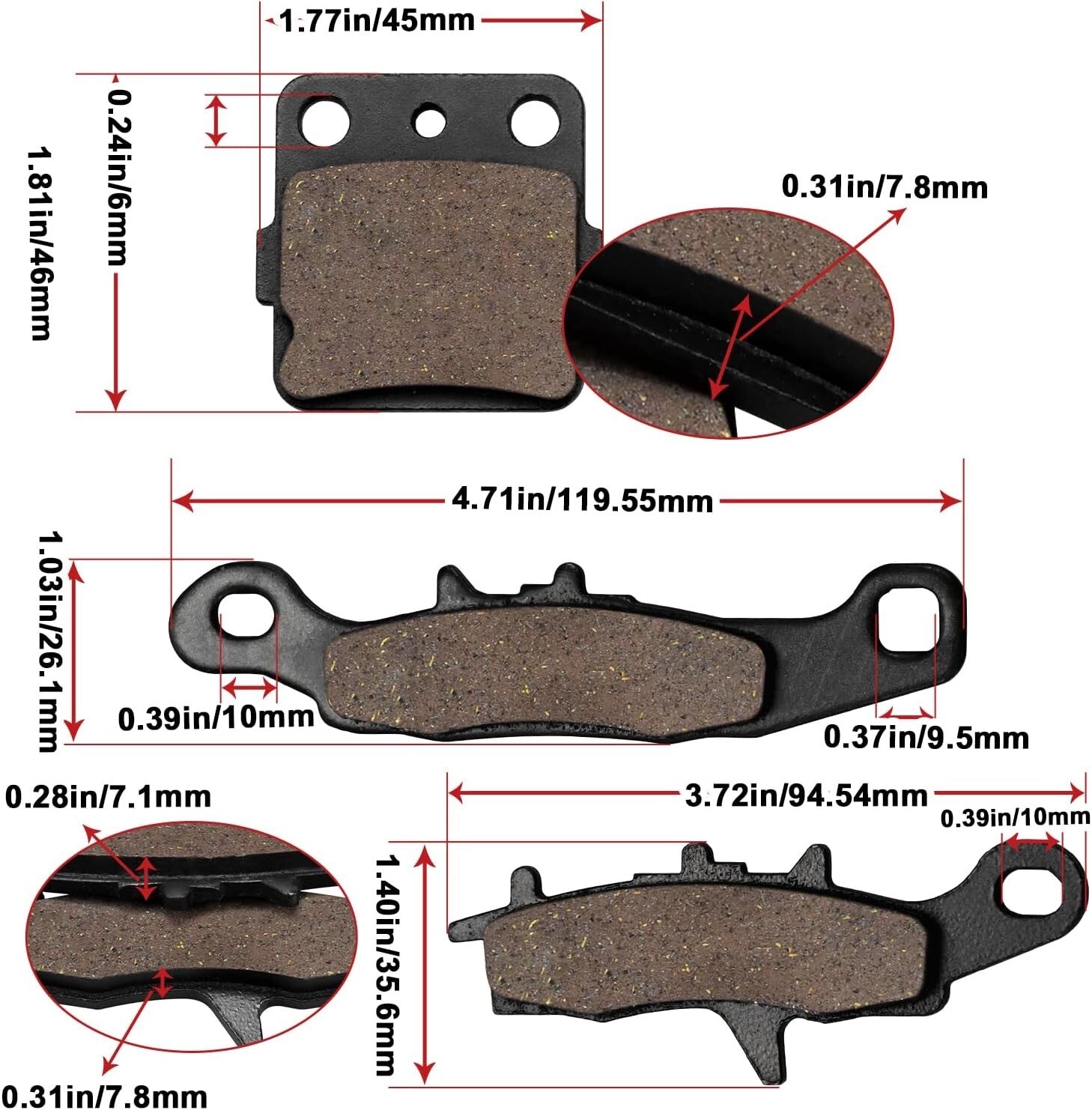 Front Rear Brake Pads for Kawasaki KFX 450R KFX450R KSF450 2011 2012 2013 2014