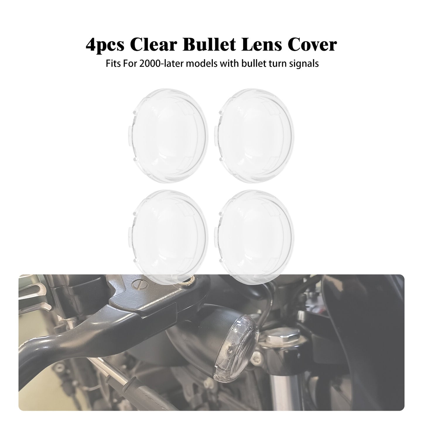 4x Bullet LED Light Clear Lens Covers for Harley Electra Road Glide Sportster