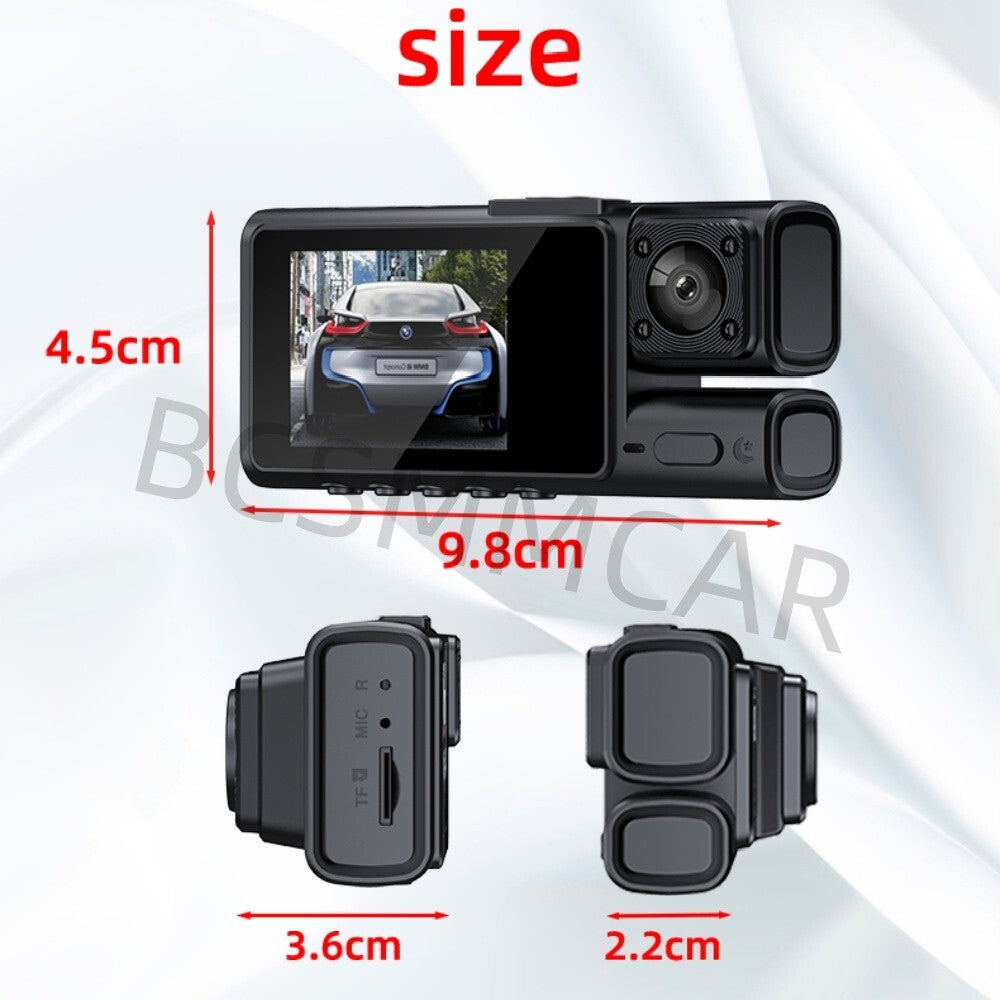 3 Lens HD 1080P Dash Cam Car DVR Front Inside Rear Camera Night Vision G-sensor
