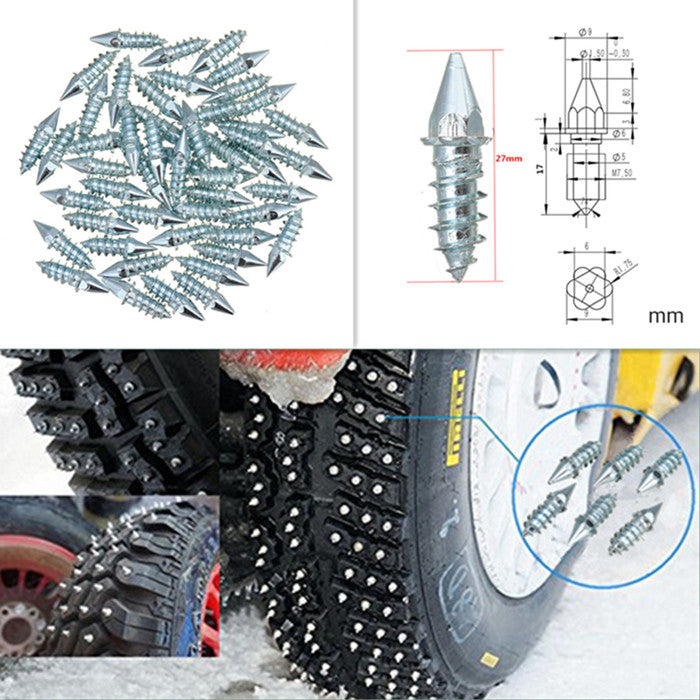 Universal Car Tires Studs Screw Snow Spikes Wheel Tyres Snow Chains Studs Winter