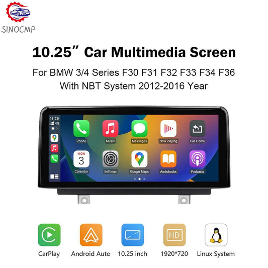 10.25' Wireless CarPlay Touchscreen Stereo for BMW F31 F30 F34 F80 F32 F31 F36