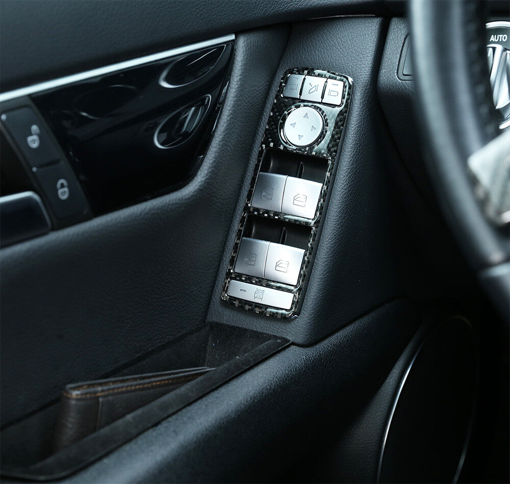 Carbon Fiber Window Lift SwitcH Button Panel Cover for Benz C Class W204 2007-13