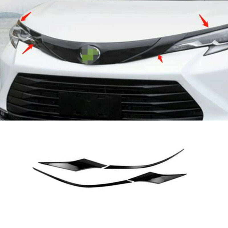 for Toyota for Sienna 2021-23 Glossy Black Front Engine Hood Grille Panel Cover Trim