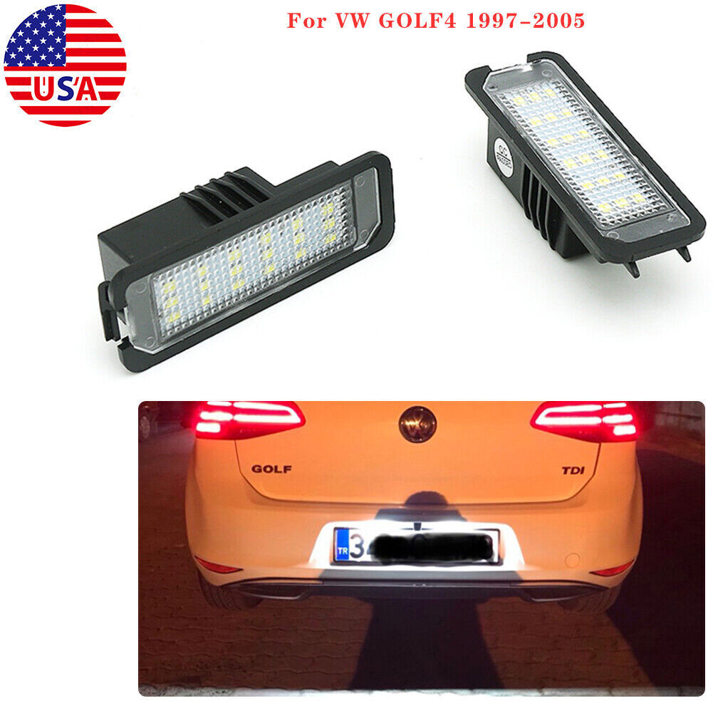 2Pcs LED Number License Plate Lights Lamps for VW GOLF4 1997-2005 Lupo
