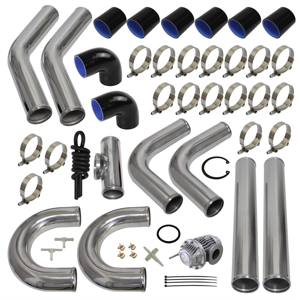 2.5 63mm Universal Intercooler Piping Kit + BOV Turbo Blow Off Valve Kit Black