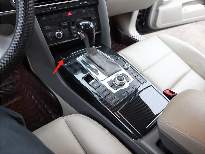 Console Cigarette Lighter Storage Box Trim for Audi A6L 2005-2011 Carbon Fiber