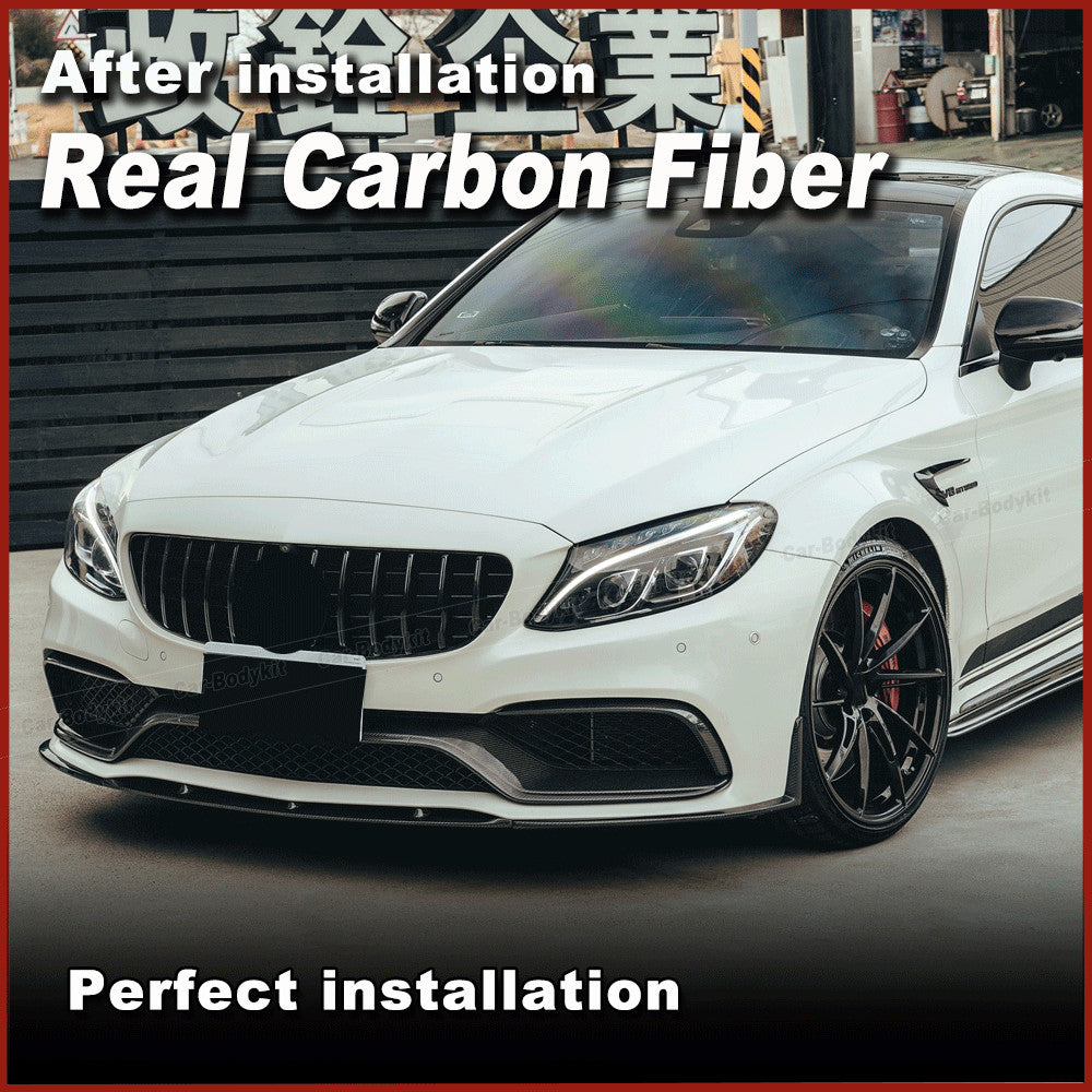 Real Carbon Front Bumper Lip for Mercedes-Benz W205 C205 Coupe C63 AMG 2015-2021
