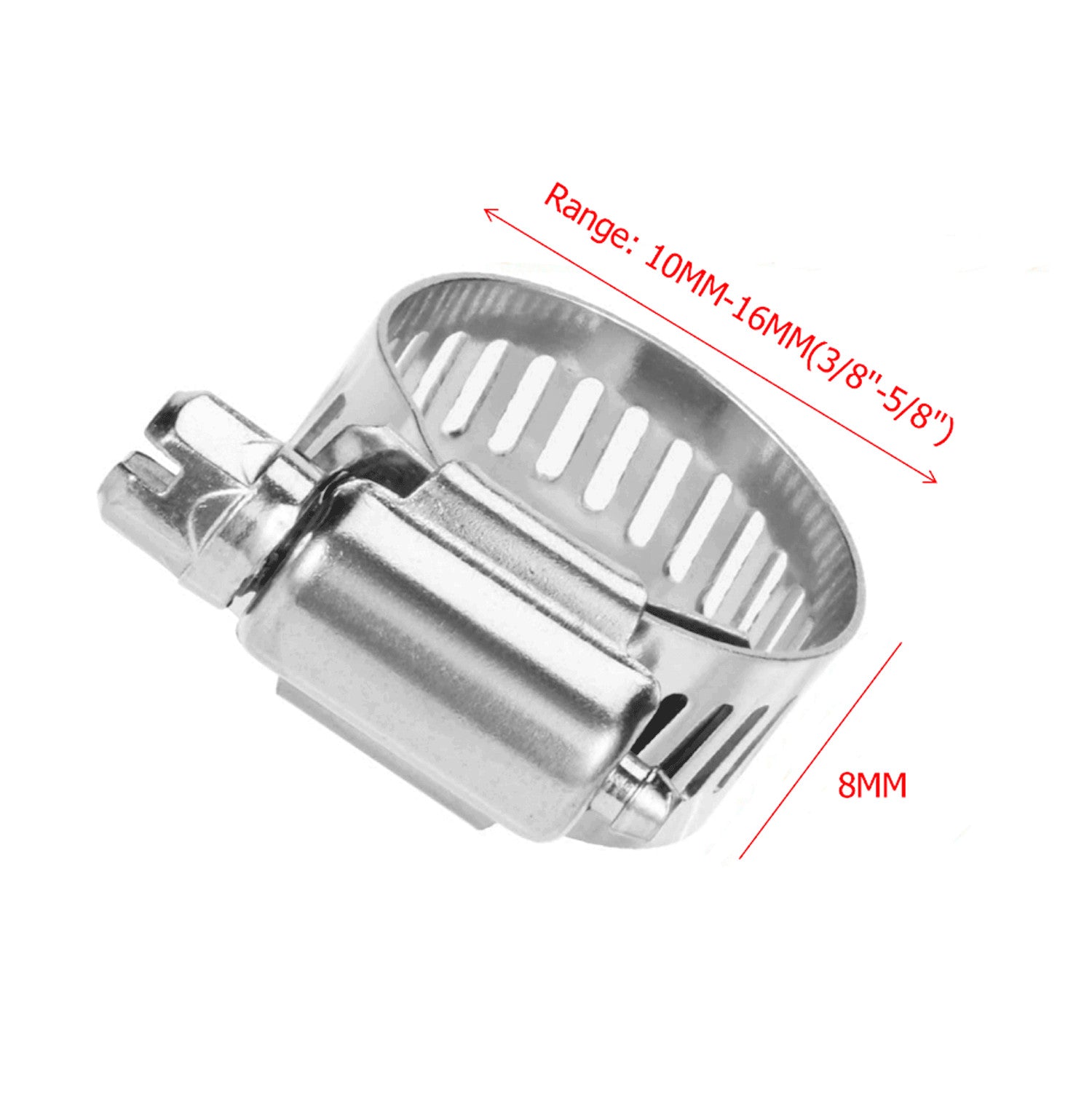 50-pack 3/8 inch - 5/8 inch Adjustable SS304 Drive Hose Clamps, Fuel Line Worm Clamps, Tube Clamps