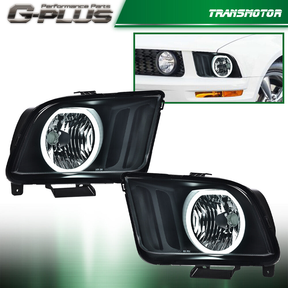 Suitable for 05-09 for Ford for Mustang smoke/black LED DRL halo headlight assembly (pair)