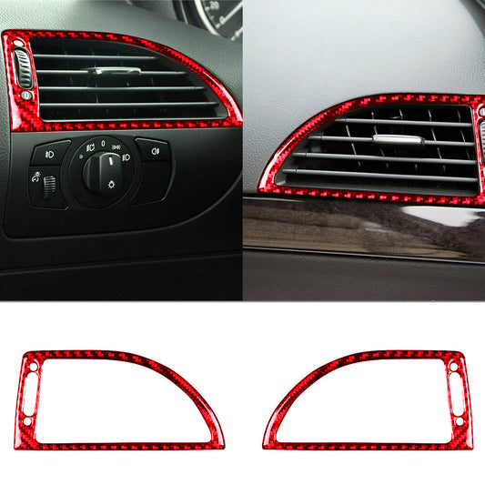 for BMW 6Series E63 E64 2004-2010 Red Carbon Fiber Side AC Air Vent Cover Trim