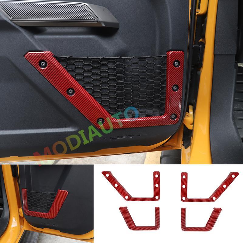 for Ford Bronco 2021-2023 Red carbon Interior Car Door Net Bag Frame Cover Trim