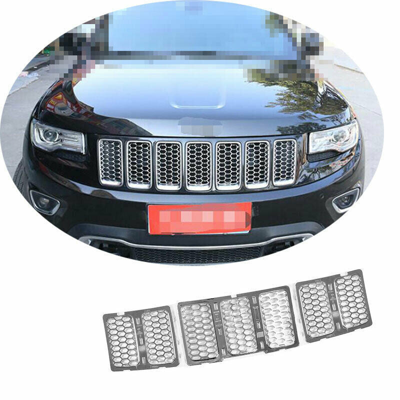 Front Grille Inserts Mesh Honeycomb Cover For 2014-16 for Jeep Grand Cherokee Chrome