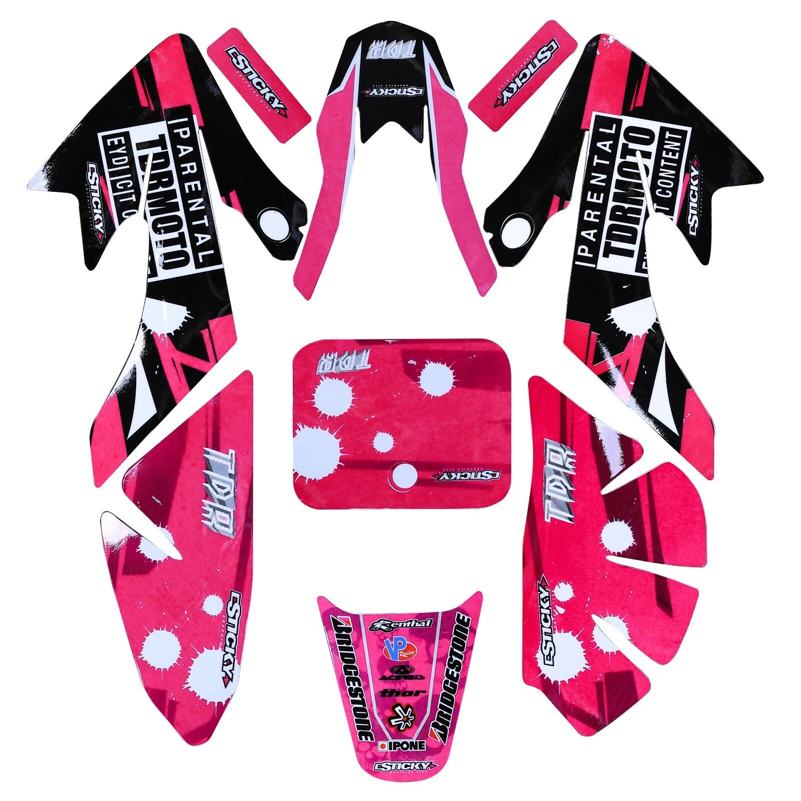 Pink graphic kit decals for Honda CRF 50 Atomik SSR 110 125cc Pitpro