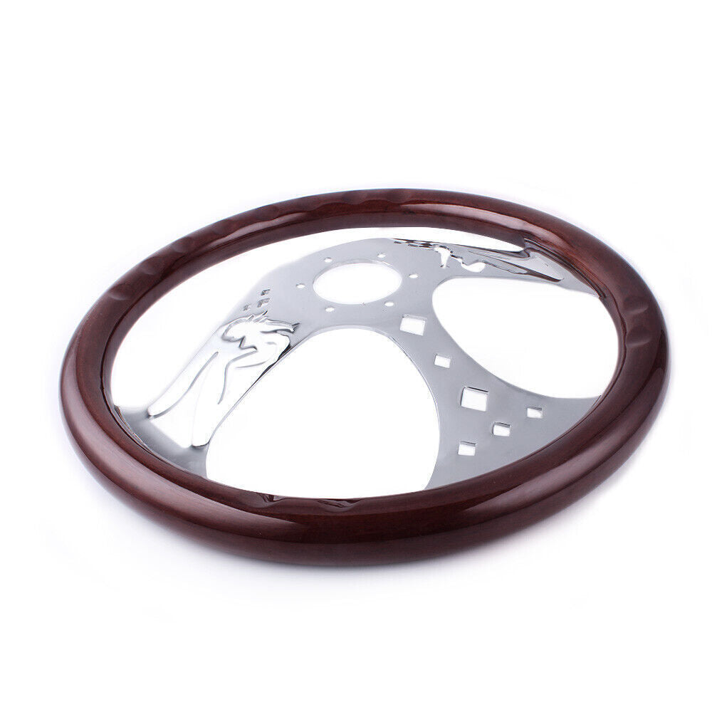 Racing 380mm 15 Classic Wood Grain Deep Dish with Hollow Angel Steering Wheel
